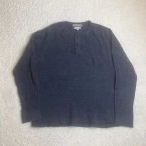 Wallace & Barnes men's blue Henley long sleeve thermal preppy essential‎ xxl